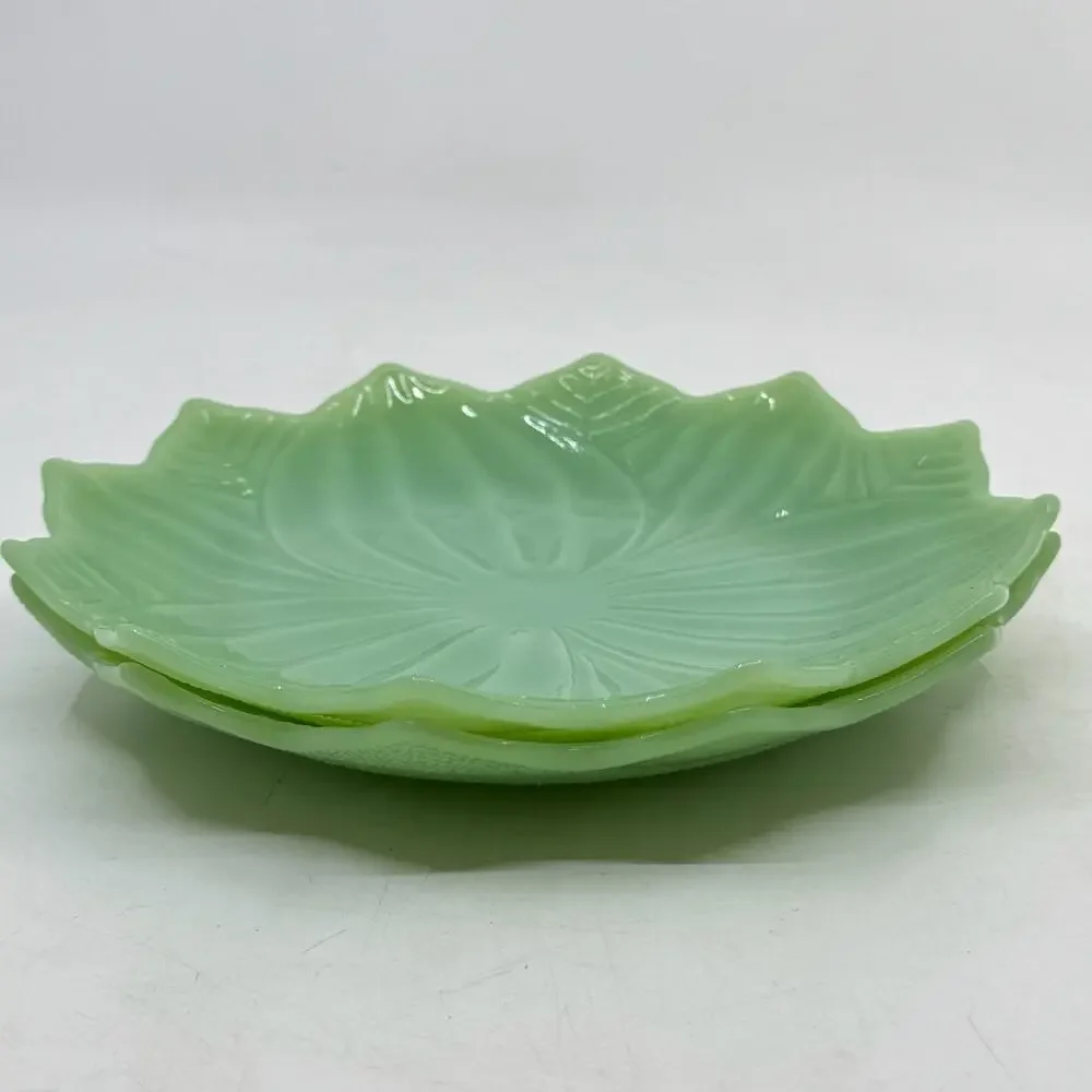 Vintage FIRE KING Milk Glass Jadeite Lotus Plate